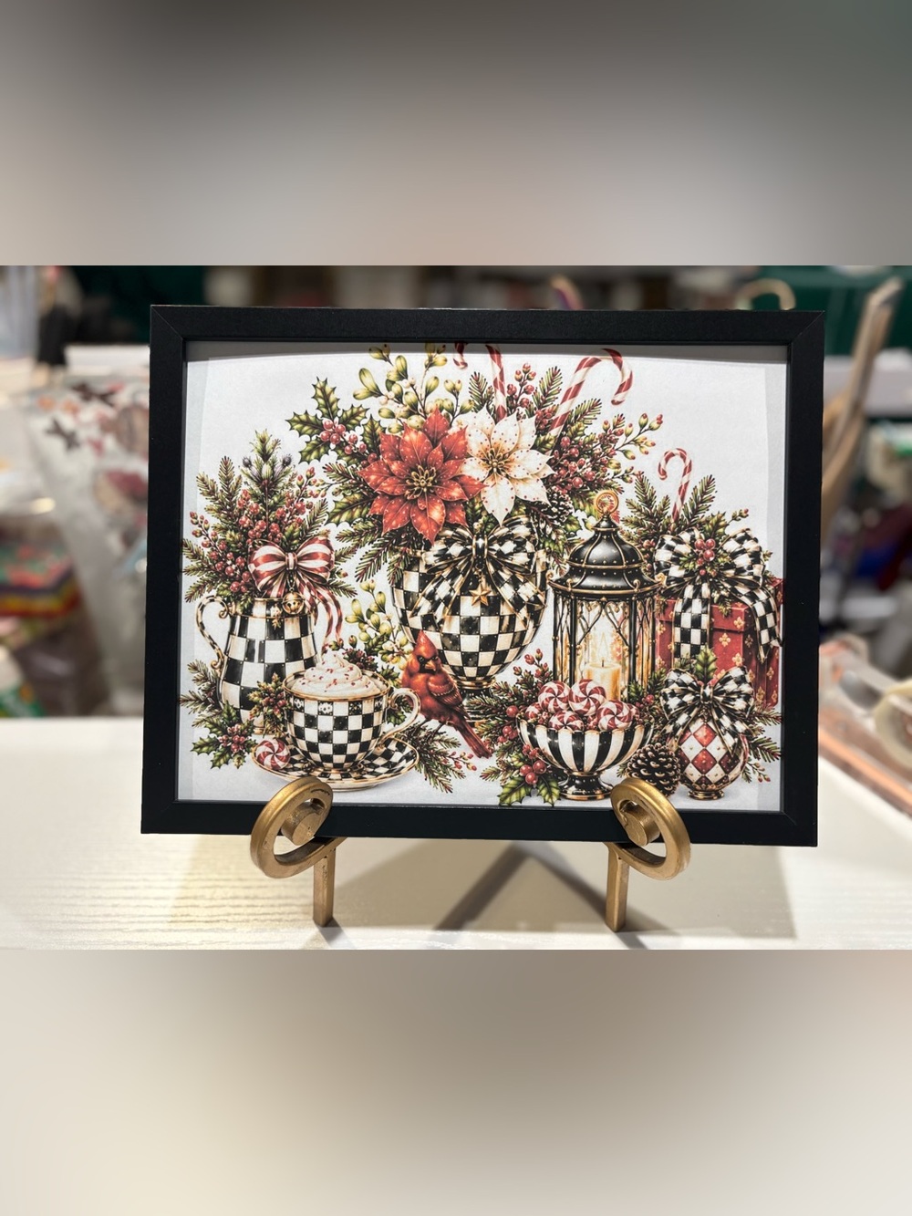 Iconic Checkered Ornament Holiday Framed 8x10 Art Print